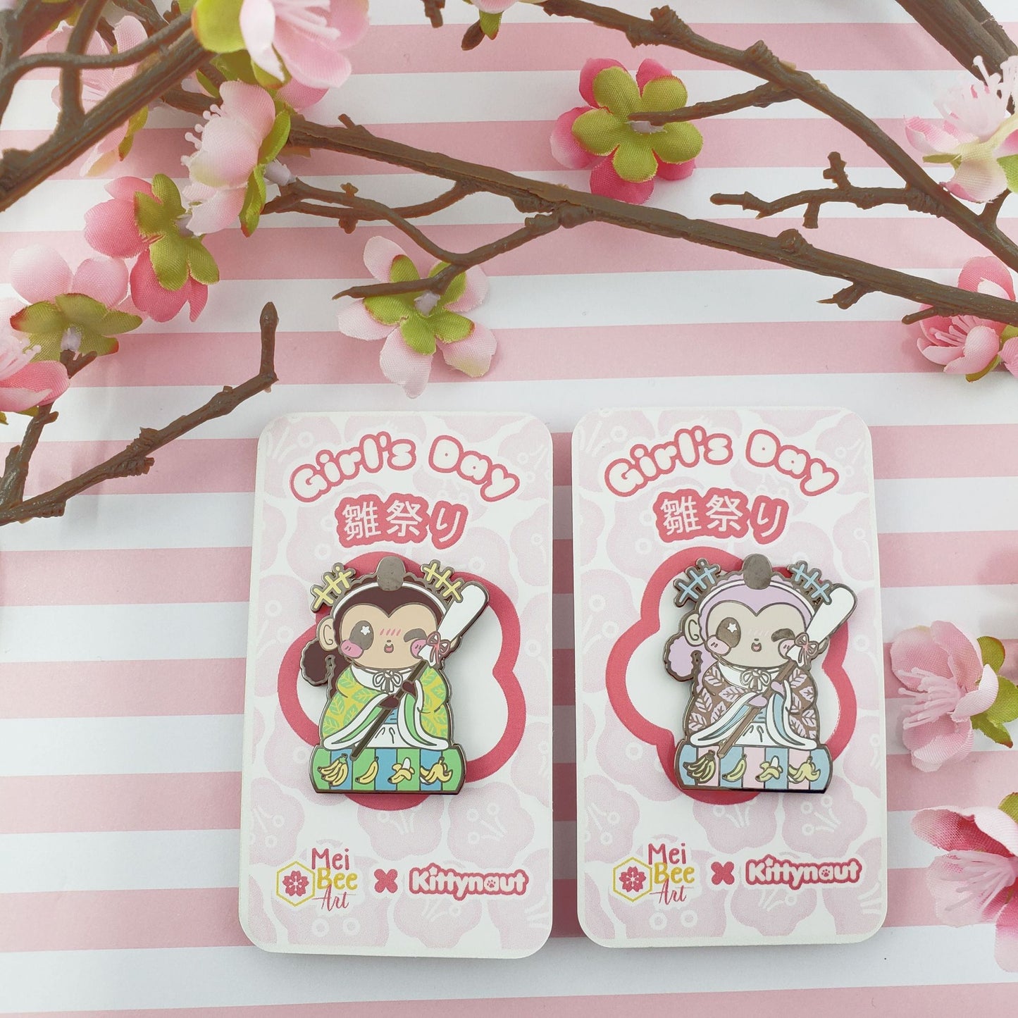 Girls Day Hinamatsuri Enamel Pins ~ Drunk Helper Monkey