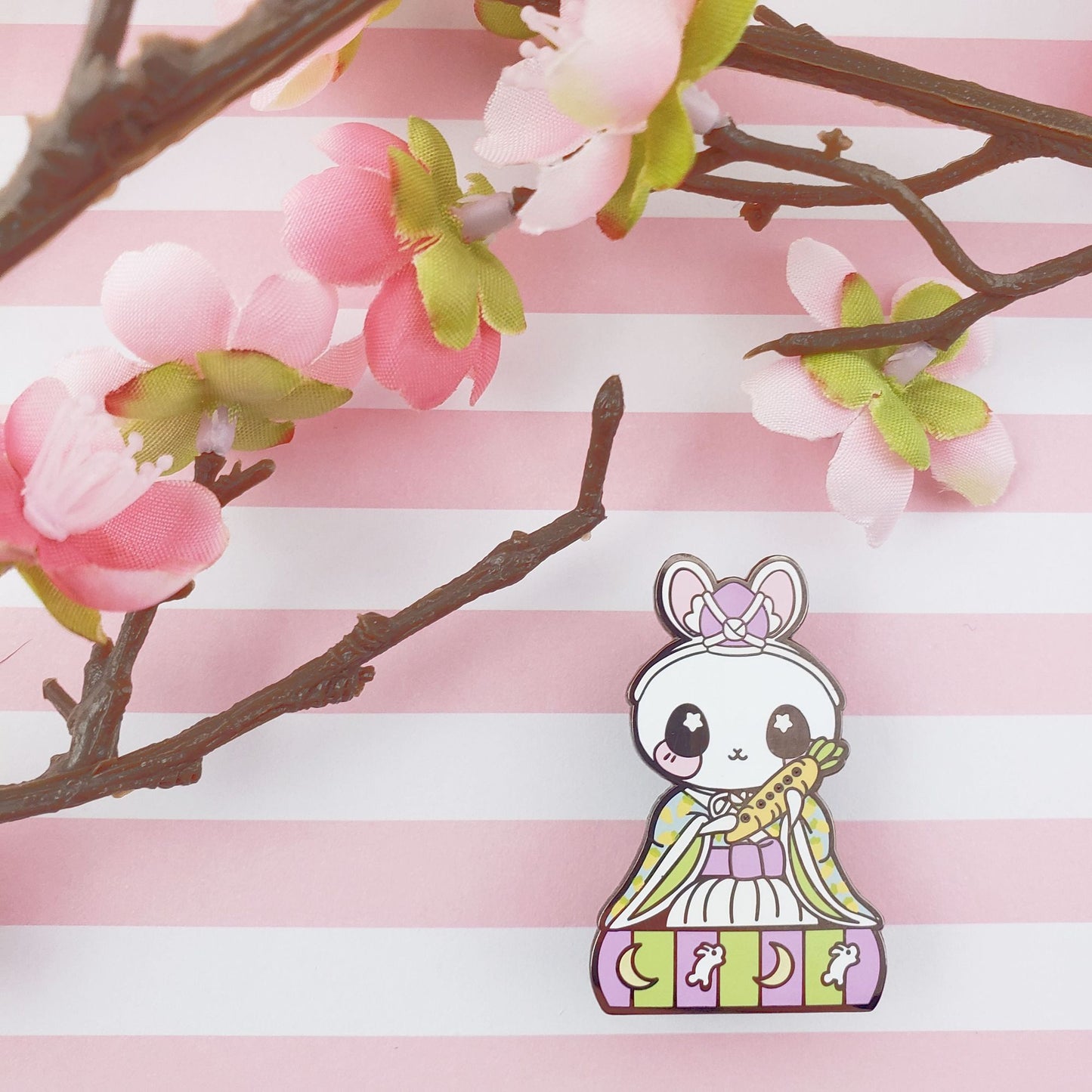 Girls Day Hinamatsuri Enamel Pins ~ Flutist Bunny