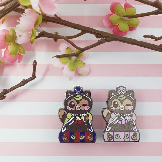 Girls Day Hinamatsuri Enamel Pins ~ Drummer Tanuki