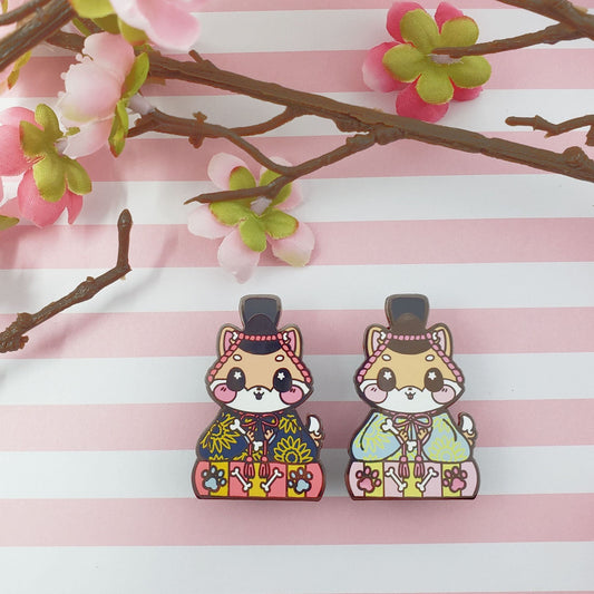 Girls Day Hinamatsuri Enamel Pins ~ Emperor Shibe Inu