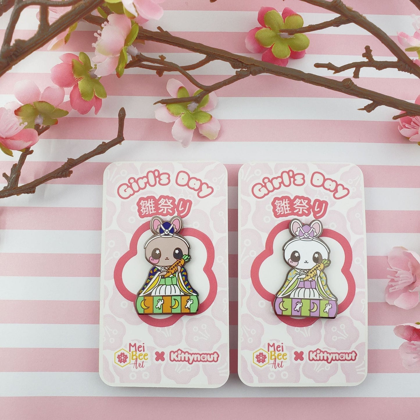 Girls Day Hinamatsuri Enamel Pins ~ Flutist Bunny