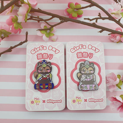 Girls Day Hinamatsuri Enamel Pins ~ Drummer Tanuki