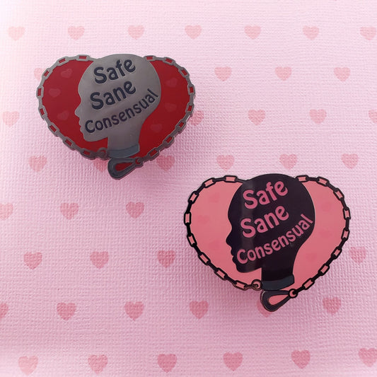 Safe Sane Consensual enamel pin