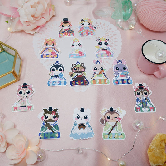 Stickers of ~ Classic variants of ~ Girls Day / Hinamatsuri Mei Bee Art x Kittynaut Collab Series